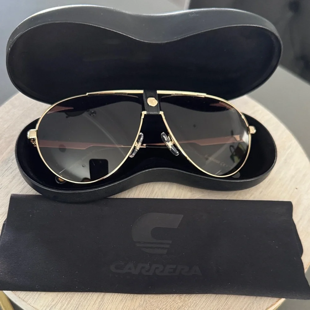 Carrera Unisex Gold Frame Aviator Sunglasses W/ Brown Lenses 1033/S J5GHA 63-11
